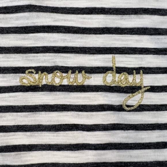 NWT LOFT Grey & Ivory W/Gold Snow Day Embroidery Vintage Soft Tee - SIZE LARGE - Picture 3 of 10